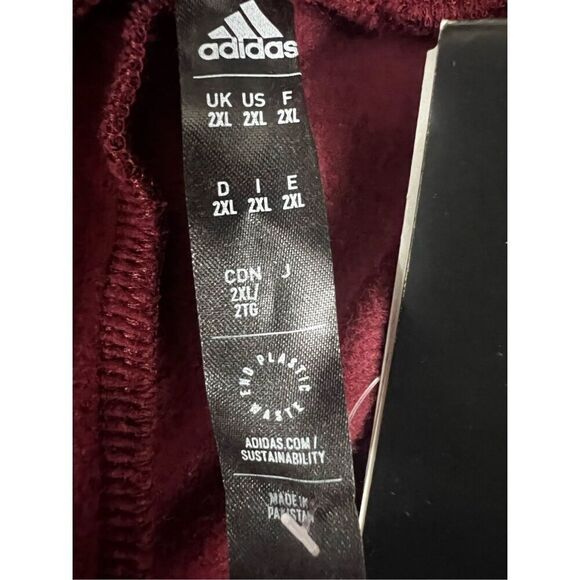 Adidas Men Multi Sport Track Pants 2XL Burgundy Shadow Red Drawstring Fleece - Picture 7 of 12